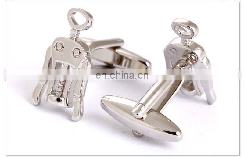 Vivid Silver Plating Wine Bottle Opener Cufflinks for Mens