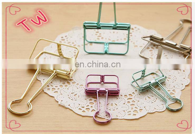 Office and School Clips Mixed Color Hollow Metal Long Tail Clip Paper Ticket Folder Wholesale In Bulk