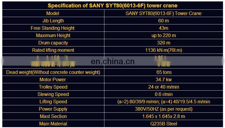 Tower crane sanyi brand with high quality Tower crane