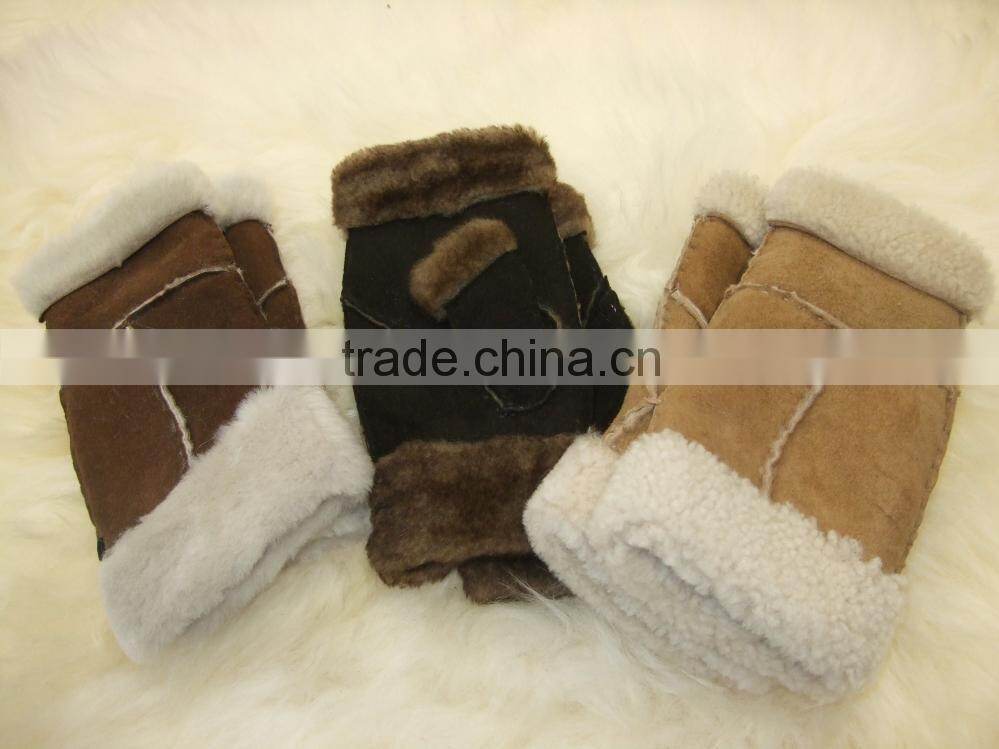 genuine sheepskin custom fingerless gloves wholesale