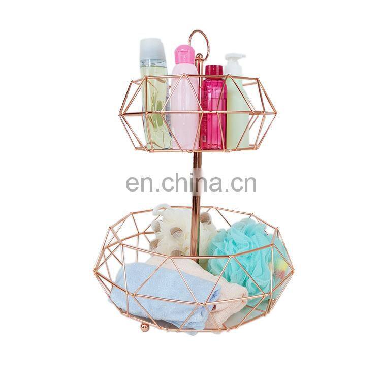 Home Modern Kitchen Basket Round Iron Wire Storage Food Organization Holder Metal Fruit Mesh Basket