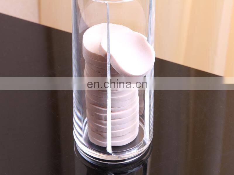Acrylic Cotton Swab Organizer Box Portable Round Container Storage Case Make up & Pad For Home Hotel Office