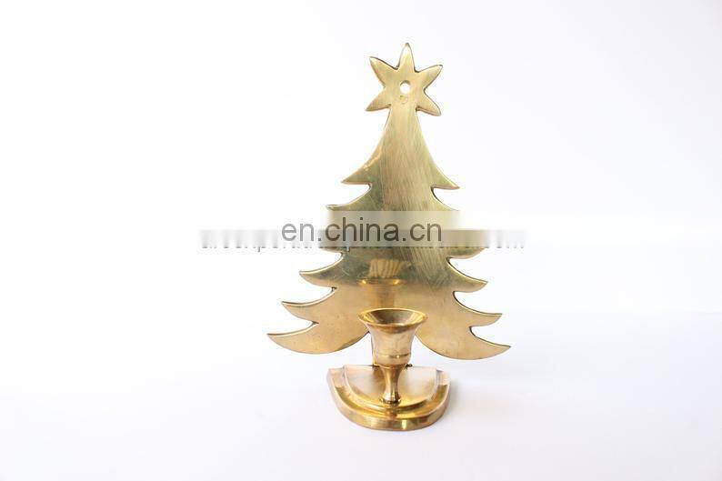 gold Christmas tree candle holder