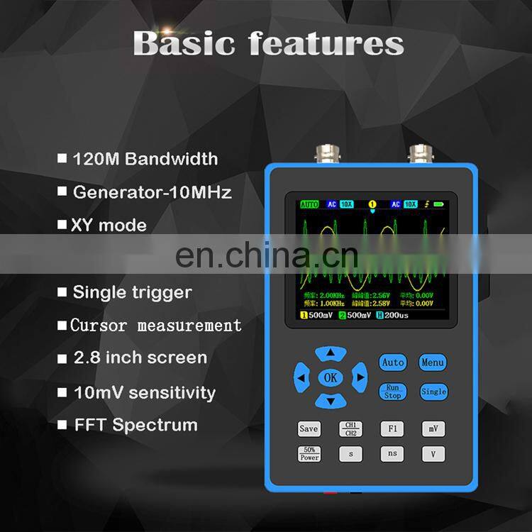 DSO2512G Digital Oscilloscope 120M Bandwidth 500M Sampling Mini 2 Channel Oscilloscope For Repairs