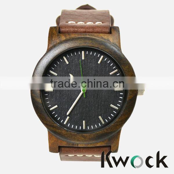 Leather Strap and Wooden Watch Water proof Wood watch for man Custom Wood leather Watch with wooden watch box display