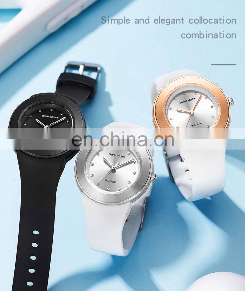 SANDA 3119 New Fashion Quartz Watch Women's Watches White Rose Gold Waterproof Women Casual Wristwatch