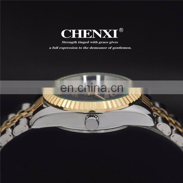 CHENXI 004A Crystal Diamond Couples Watch Stainless Steel Casual Dress Watches For Men Women Couple