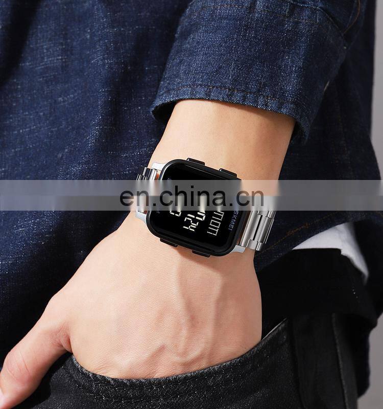 SKMEI 1589 High Quality Men Watch Fashion Luxury Style Stainless Steel Square Mens Digital Watches
