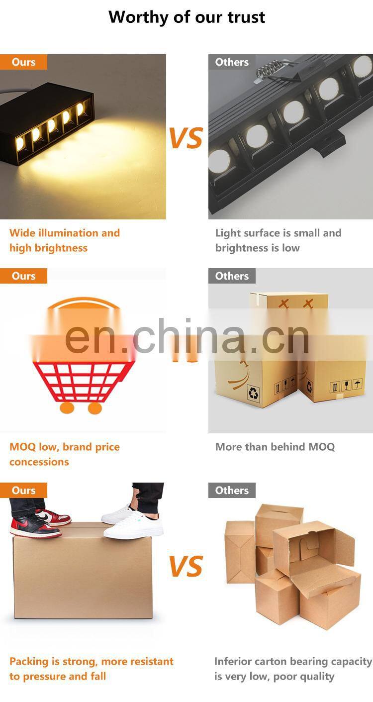Black Aluminum Anti Glare Office Workplace Lighting System Surface Mounted 10W 20W 30W Led Linear Downlight