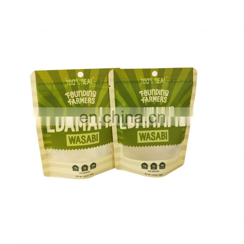 Customized matt printing three sides seal bag food packaging pouch bag with window/zipper