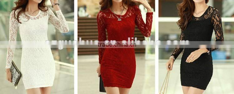 Womans Fashion Dress Long Sleeve Dress Thin Lace Sexy Dress