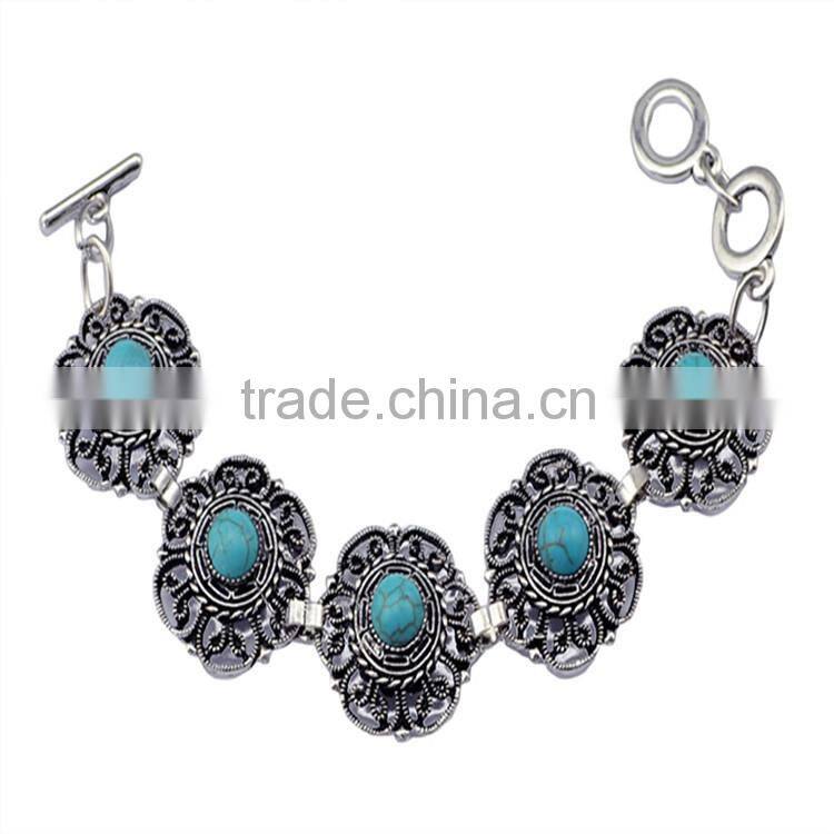 2015 YiWu new products Bohemian turquoise hollow-out flower bracelet