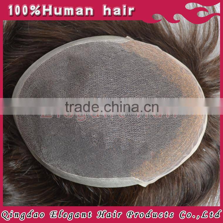 2015 Top quality 100%human hair cheap indian men hair toupee wig