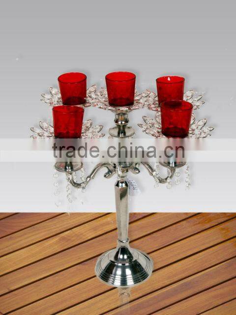3 lights Aluminum Candle Stand with crystal for Home Decor & Wedding Decor/ Candelabra