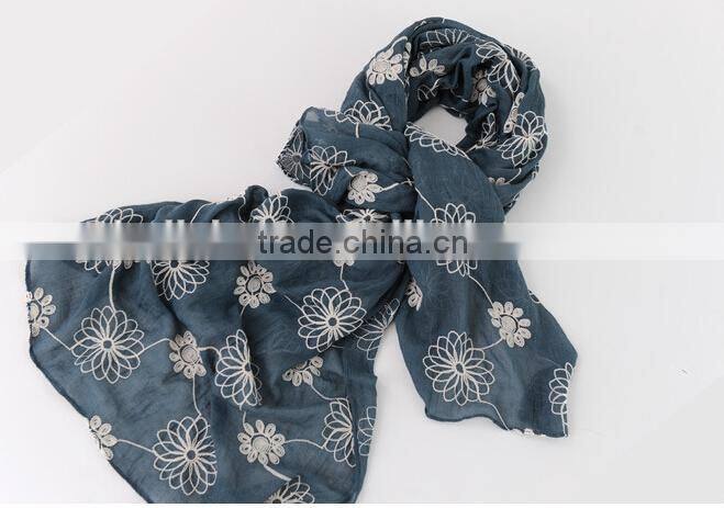 Wholesale Women Fashion Embroidery Spring Summer Cotton Scarves Shawls