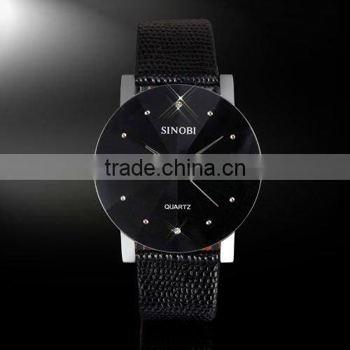 WM020 New Mens Unisex Black Dial Classic Value Leather Band Fashion Quartz Wrist Watch