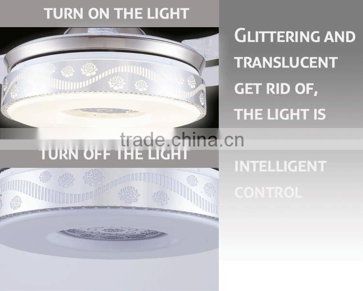 Silver Color Yellow Light Ceiling Fan With Remote Control
