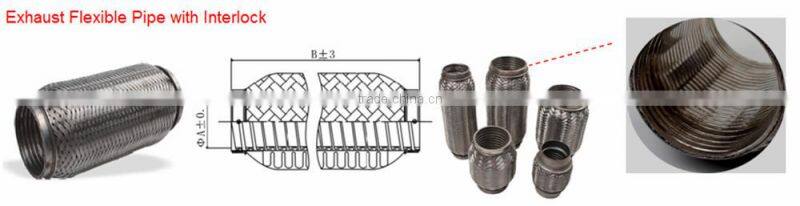 43mm ID Car exhaust system accessory flexible pipe with interlock