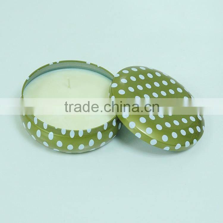 paraffin wax scented tin candle with metal lid