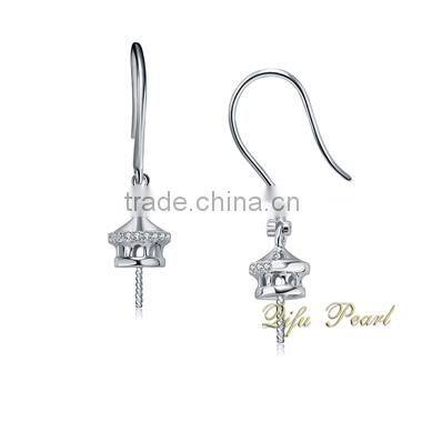 2015 Latest Design For Women Freshwater Pearl Jewelry Pearl Earring 14Carat Gold Plated with Rohdium Fashion Jewelry Mounting