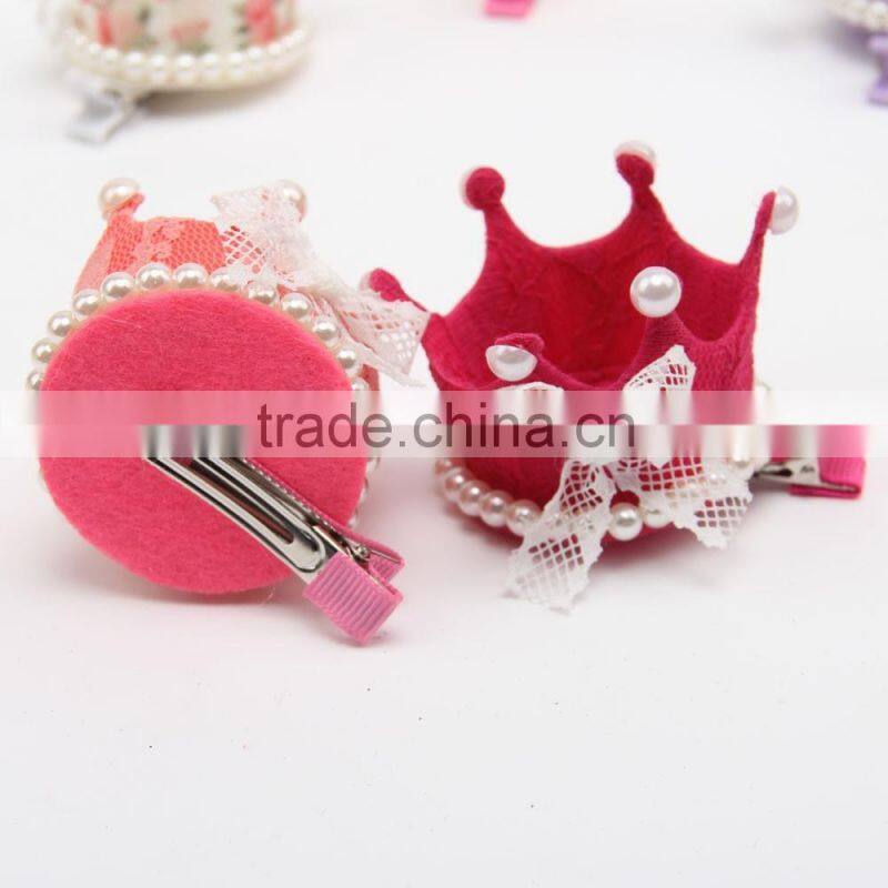 New Princess Crown Hairpins Hair Accessories Resin Diamond Pearls Girls Tiaras Headwear Baby Xmas Dancing Party Hair clipCB-3606