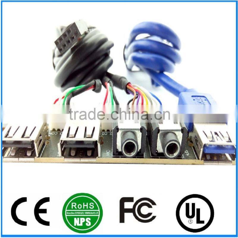 Front Panel Cable Dual USB2.0+USB3.0+HD AUDIO I/O PC Board Cable For Computer With Cable