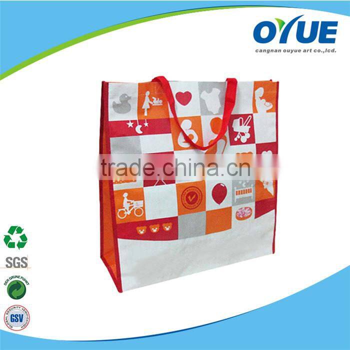 Hot promotional Handled 100% recycled pp woven bag