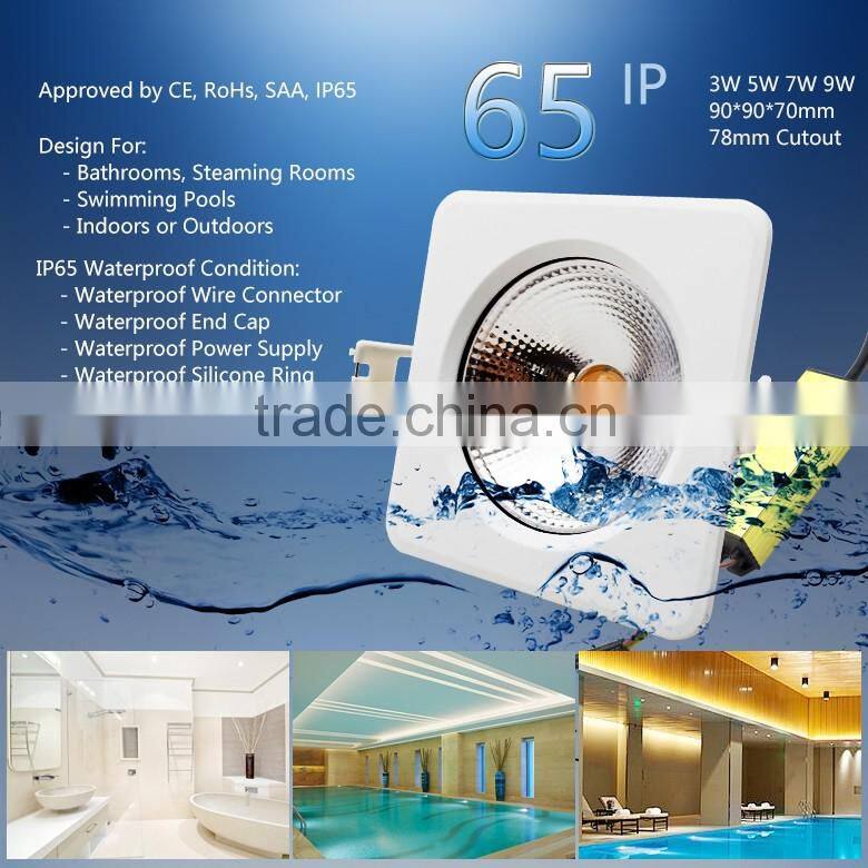 Highly Reliable Long Lasting White or Black Color Round Shaped 78mm Cutout 3W 5W 7W 9W IP65 LED Downlights