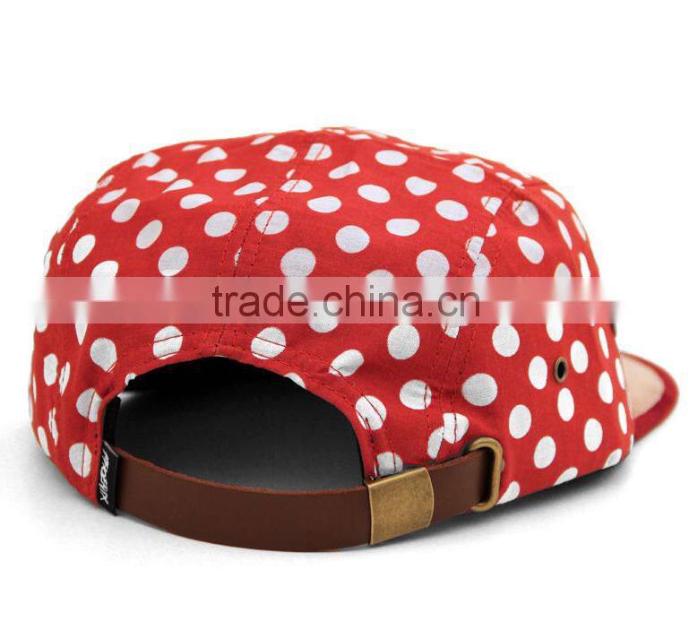 Fashionalbe custom 5 panel superme hat with leather strap