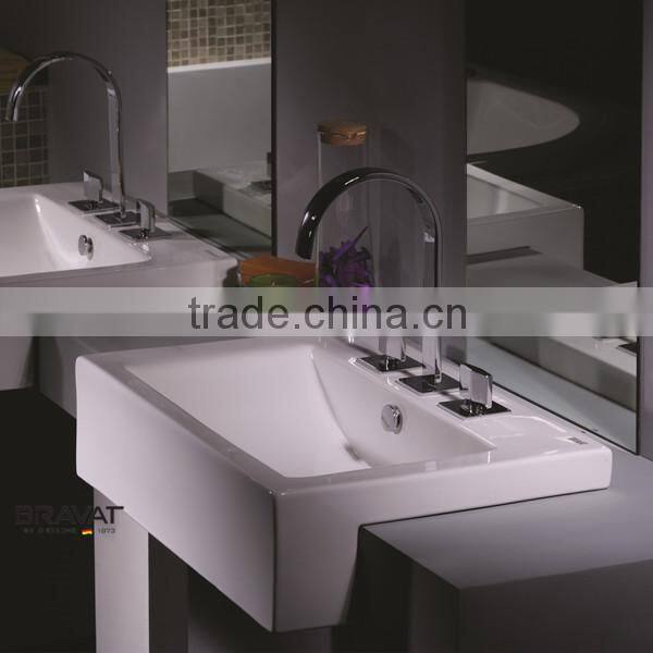 Ceramic wash basin space saving self-cleaning glaze brass water faucet