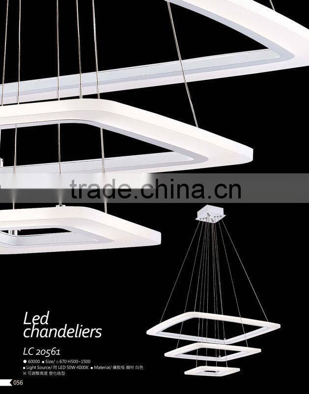 Epistar White Square Acrylic Pendant LED Chandelier for Home