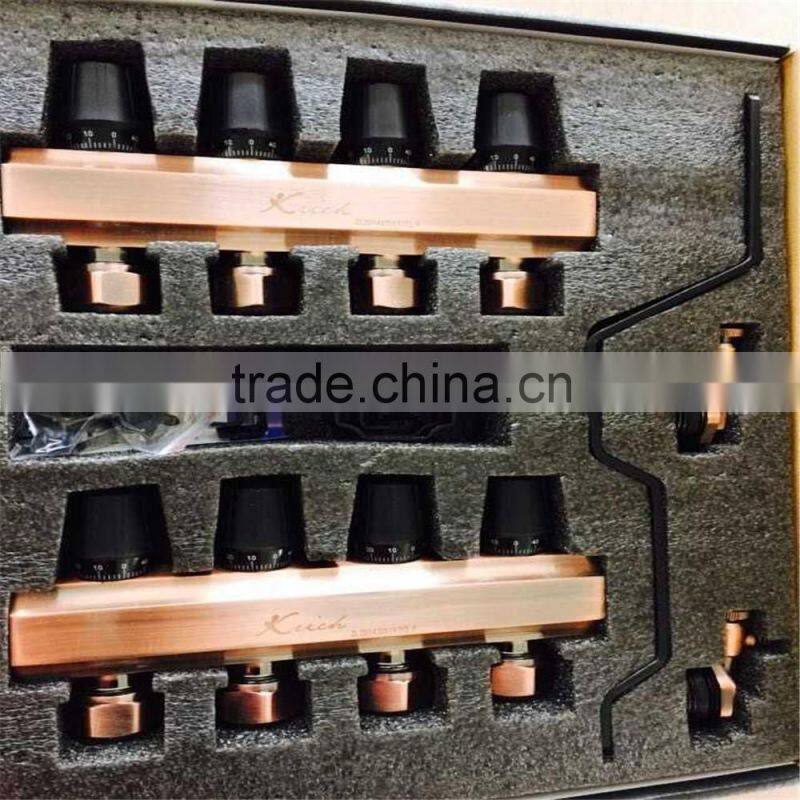 Copper pipe manifold 2 to 12 ways with automatic thermostatic valve not leaking manifold gauge in good value