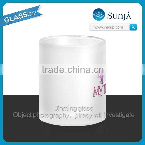 SH597 Frosted Glass Cup Drinking Milk Glass Mugs Promotional Glass Drink Milk Handle Mugs