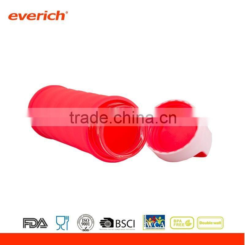 18oz wholesale bpa free Eco-friendly Glass Bottle with sleeve