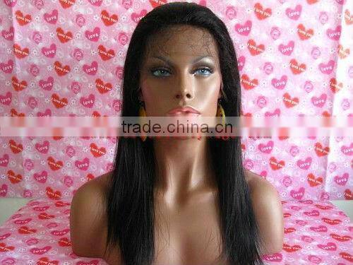 Wholesale stock 100% human hair open cap lace front wigs14" 1B straight