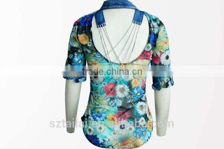 Clothes supplier 2016 new Fashion Print blouse women shirt model