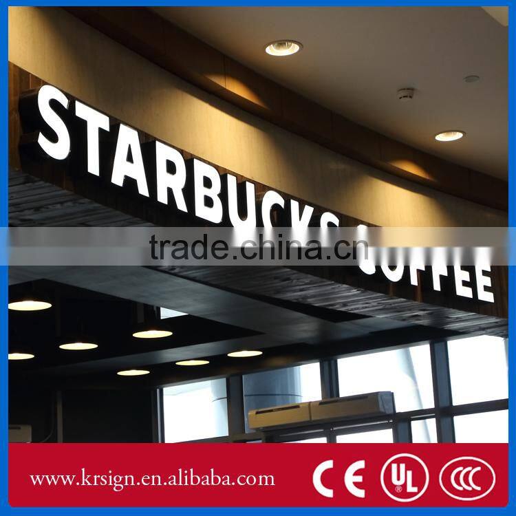 wall hanging acrylic led luminous 3d resin alphabet letter ,signage with mental frame and led strip material in side