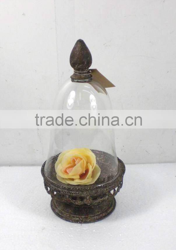 8009482J-Antique Golden Metal and Glass Holder