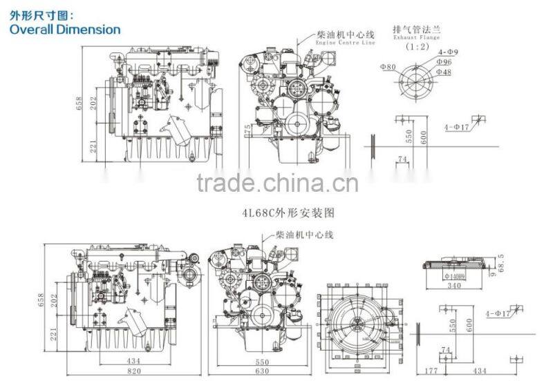 High speed Marine Diesel Engine SY4L68C/4L88C