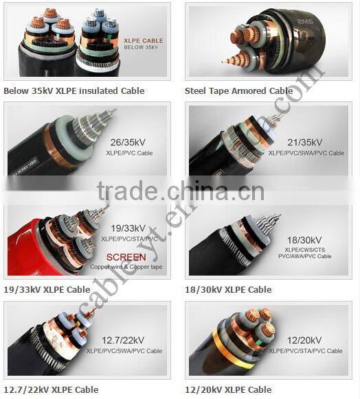 Top Quality 6-35KV Medium Voltage XLPE Insulated PVC Jacket three cores Power Cable