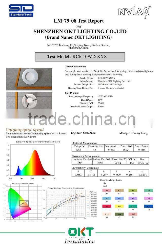 Interchangeable 5-Inch or 6-Inch IC/UL 6" recessed led light with White Trim