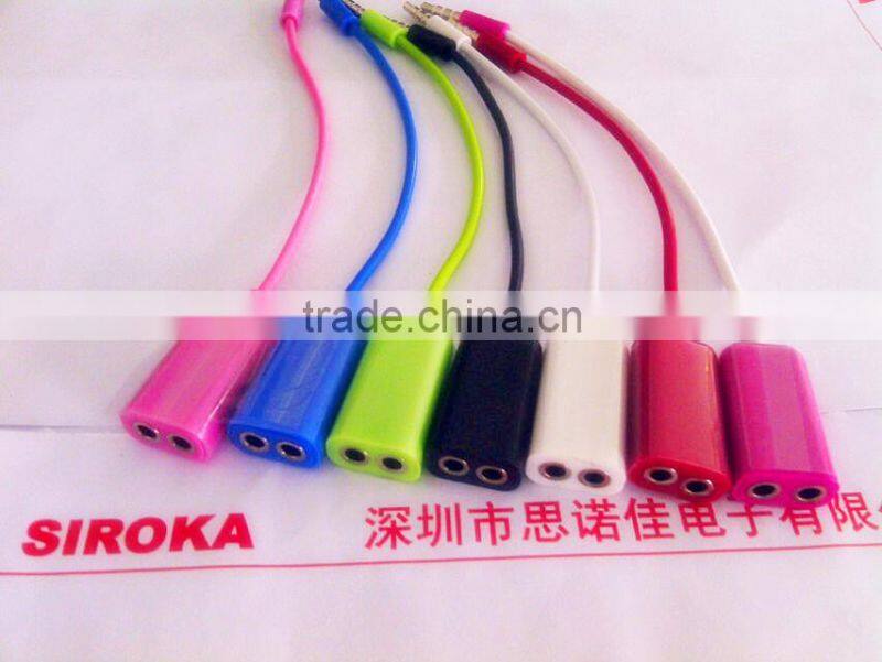 2014 best selling headphone splitter 3.5mm headphone splitter with mic for mobile phones MP3 MP4 MP5