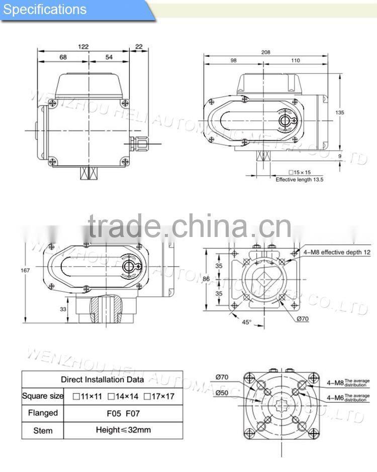 100N.M perfect perfomance electric actuators( direct installation HL-10)
