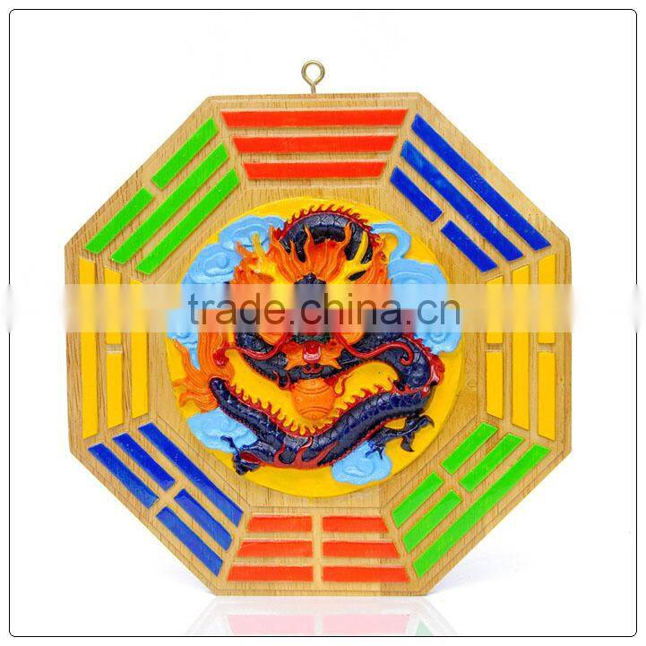 Fengshui Ba Gua Mirrors,peach wooden lion design bagua Mirror