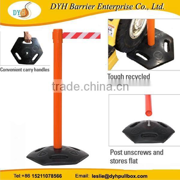 Factory queue system pole retractable stanchion with belt Rubber safety barrier