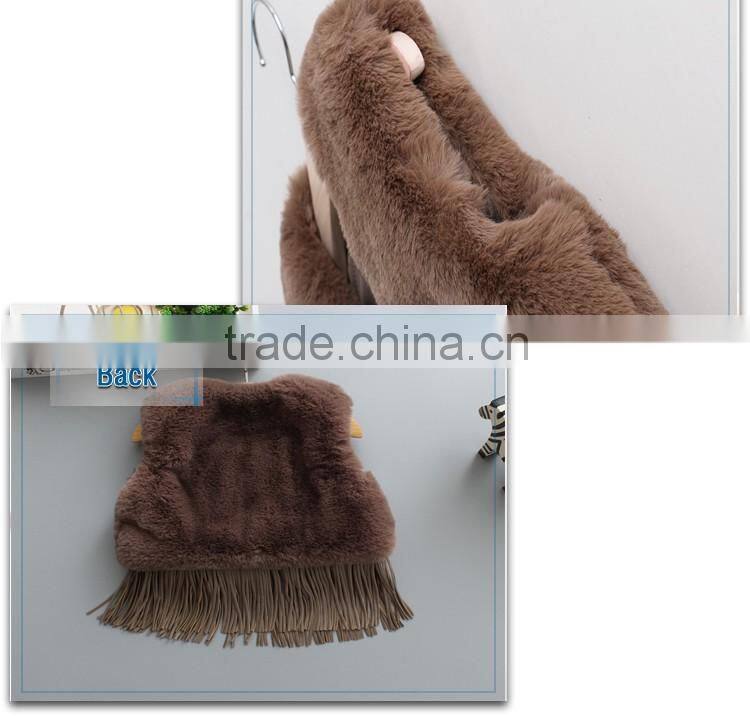 children winter wholesale clothes knitted brown rabbit fur vest apparel