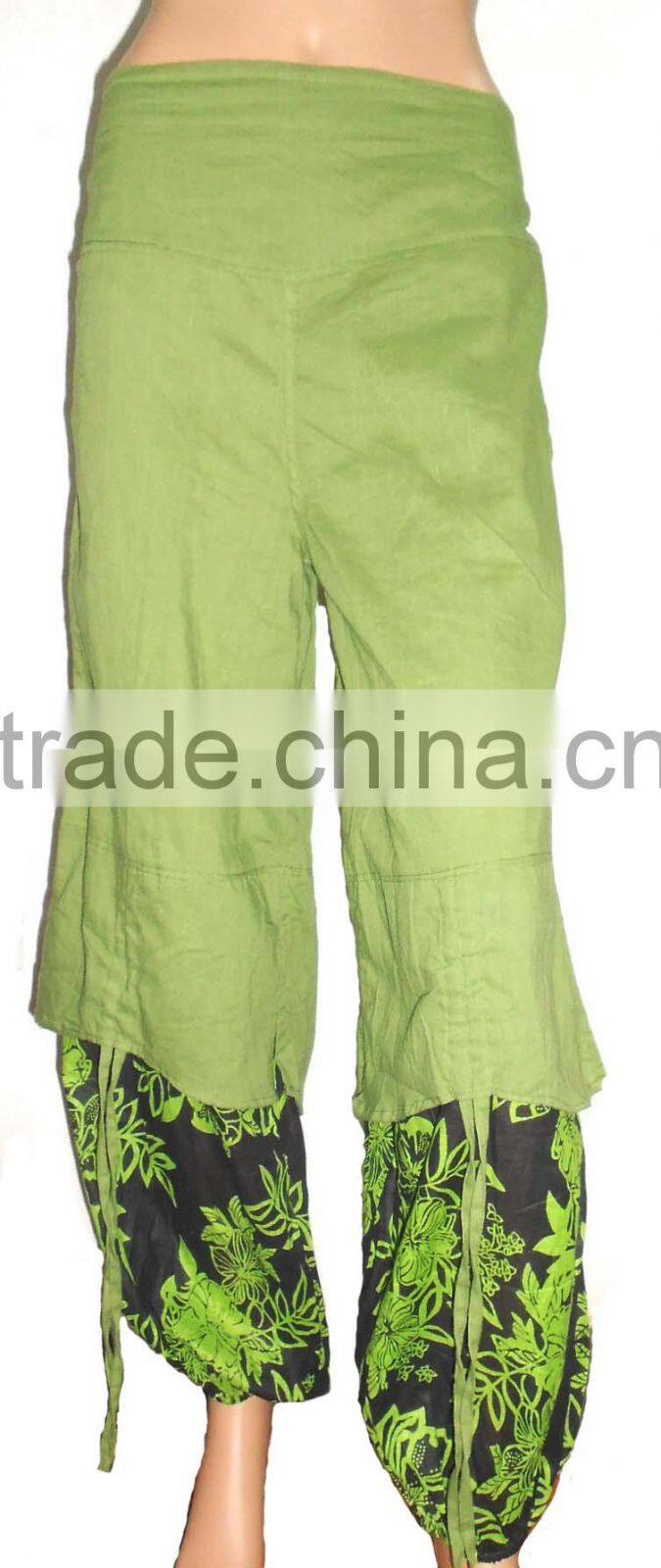 3134 Cotton boho harem casual Pantalon Pants Harem shirred waist cotton yoga pants