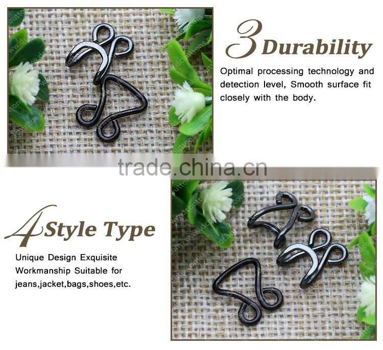 Zinc alloy material metal hook for shirt cheongsam accoessory