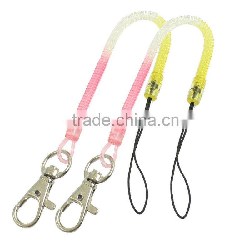 YIWU Factory Stretchy Spring Coiled Strap Lobster Clip Retractable Spiral Coil Cable/Tool Lanyard