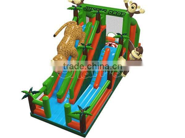 new design giant jungle drop inflatable obstacle course for kids and adults